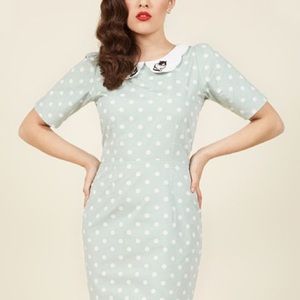 ModCloth Right Up Your Tabby Sheath dress with cat embroidery